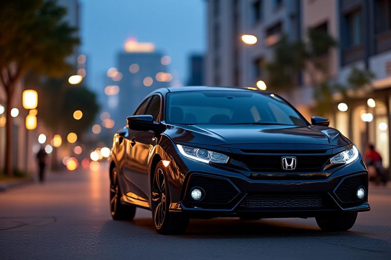 Honda Civic sedan na nakaparada sa urban street