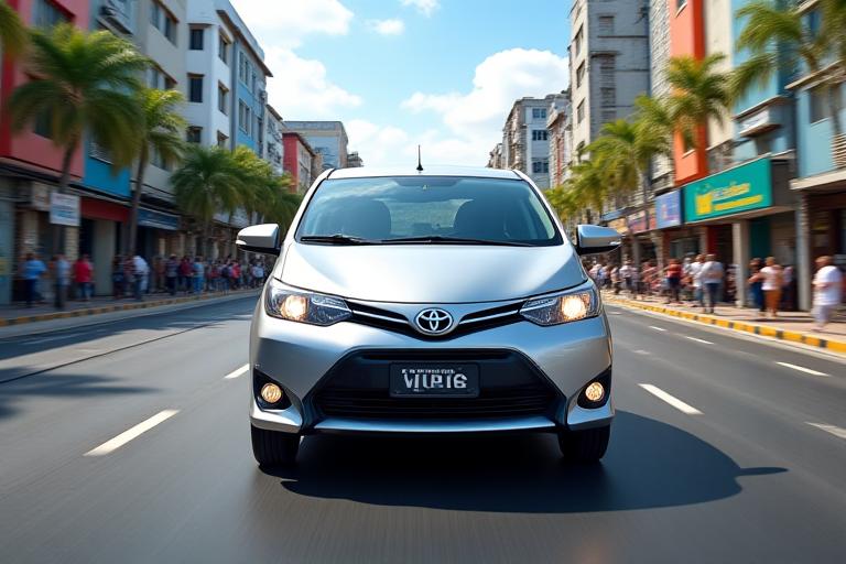Toyota Vios sedan sa kalsada sa Cebu
