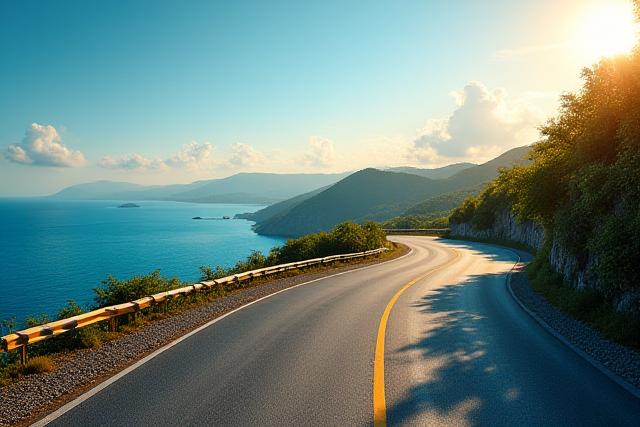 Stunning coastal view of Cebu with a road winding along the clifftop, representing Uminari Rentals' love for exploration.